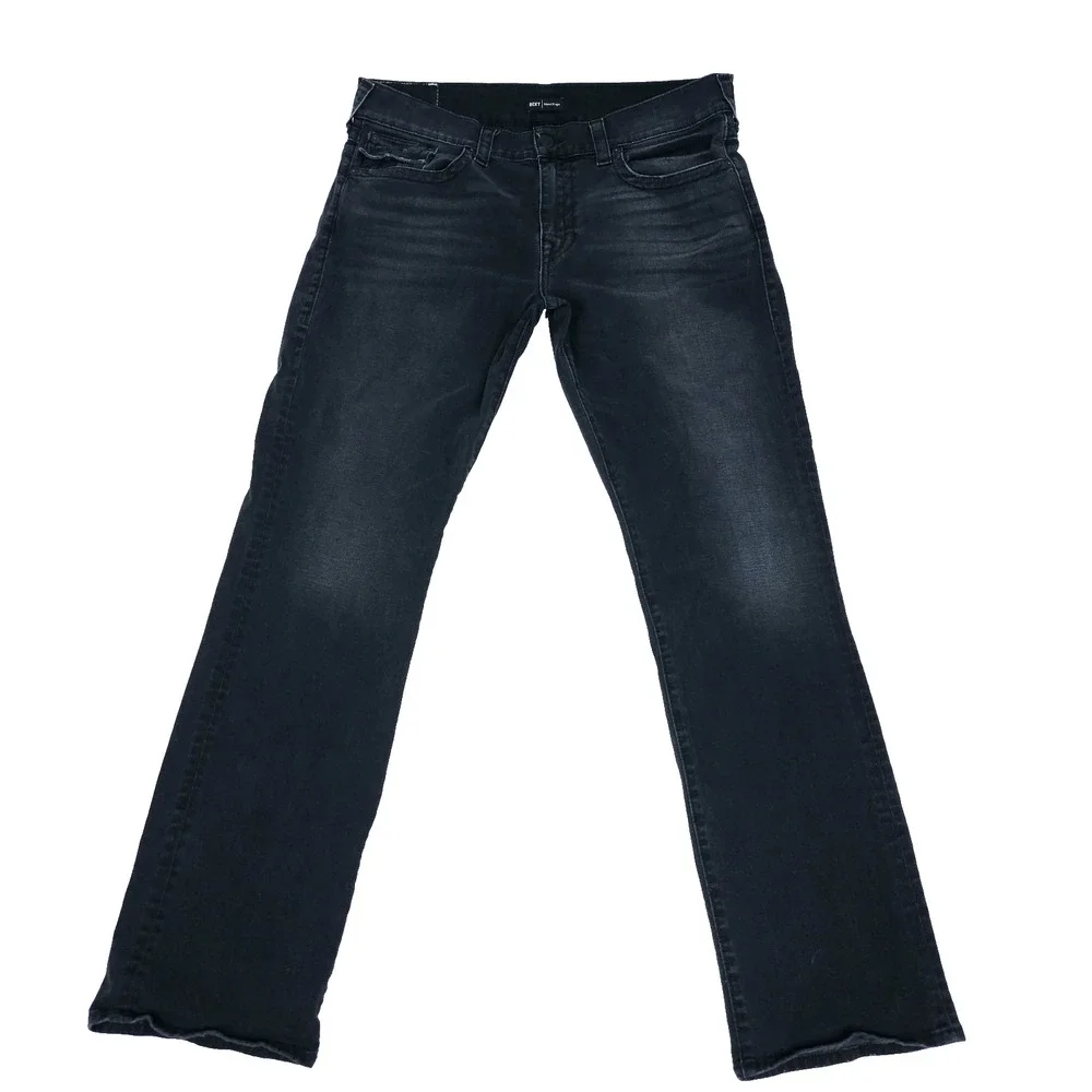 True Religion Ricky Relaxed Straight Jeans Mens 38 Black Flap Pocket 38X34